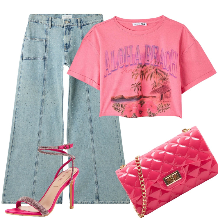 Outfit donna - La borsetta Terranova a meno di 8 euro. Stile Casual per Tutti i giorni. Abbinamento con borse a tracolla, jeans, sandali col tacco, t-shirt.