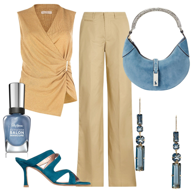 Outfit donna - It bag: La borsa a mezza luna. Stile Chic per Serata fuori. Abbinamento con smalti, top, borse a spalla, pantaloni, orecchini, sandali col tacco.