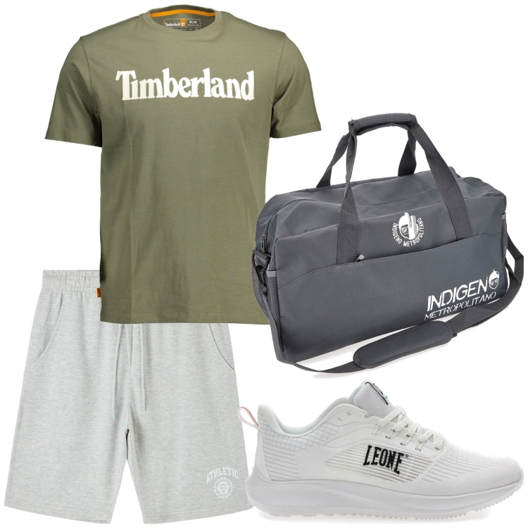 Outfit uomo - Total look #1941284. Stile Casual per Sport. Abbinamento con bermuda, borse sportive, t-shirt, sneakers.