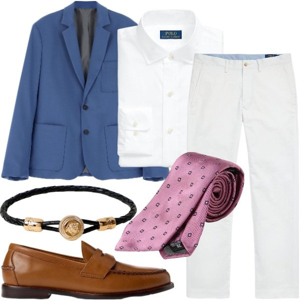 Outfit uomo - Cerimonia estiva: i must-have. Stile Trendy per Cerimonia. Abbinamento con giacche, scarpe stringate, pantaloni, camicie, braccialetti, cravatte.