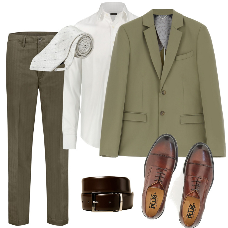Outfit uomo - Total look #1941345. Stile Business/Elegante per Ufficio. Abbinamento con giacche, pantaloni, scarpe stringate, cravatte, cinture, camicie.