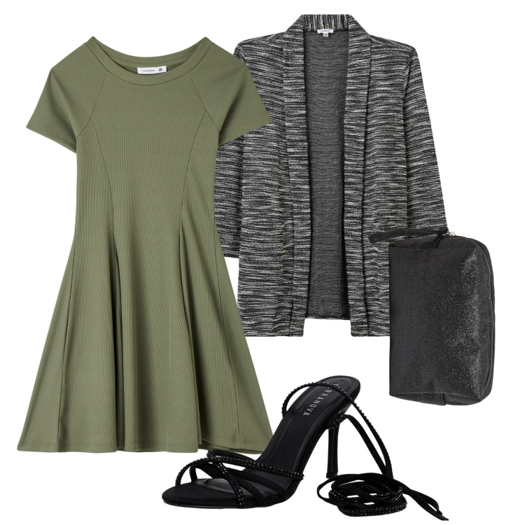 Outfit donna - Total look #1941409. Stile Casual chic per Ufficio. Abbinamento con blazer, valigie, vestiti corti, sandali alla schiava.