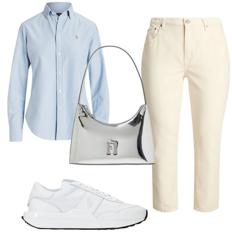 Outfit donna - Total look #1941682. Stile Basic per Tutti i giorni. Abbinamento con camicie, sneakers, jeans, borse a spalla.