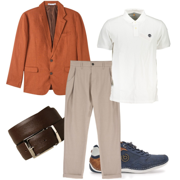 Outfit uomo - Il blazer color ruggine. Stile Business/Elegante per Ufficio. Abbinamento con giacche, pantaloni, scarpe stringate, polo, cinture.