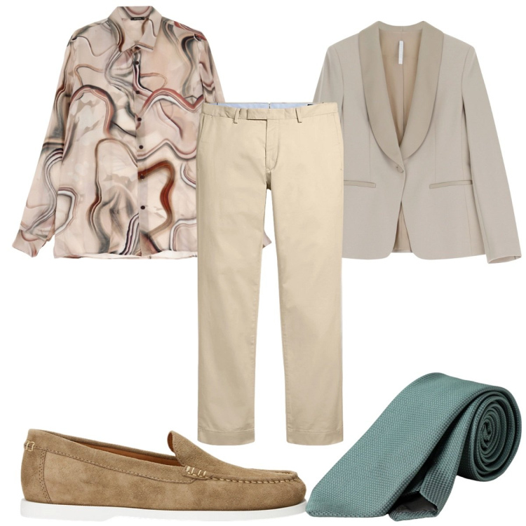 Outfit uomo - Colori chiari per la cerimonia. Stile Business/Elegante per Cerimonia. Abbinamento con camicie, giacche, pantaloni chino, scarpe stringate, cravatte.