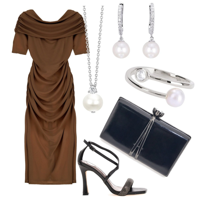 Outfit donna - Elegantemente low cost, romantica. Stile Romantica per Serata fuori. Abbinamento con orecchini, anelli, collane, vestiti midi/longuette, sandali col tacco, pochette.
