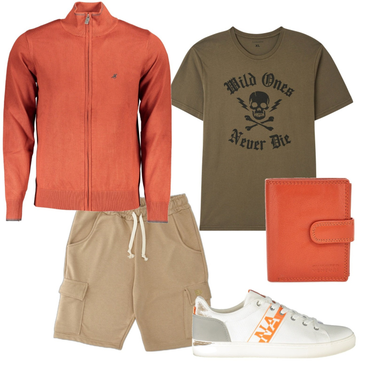 Outfit uomo - La t-shirt braveheart. Stile Casual per Tutti i giorni. Abbinamento con t-shirt, cardigans, sneakers, pantaloni, portafogli.