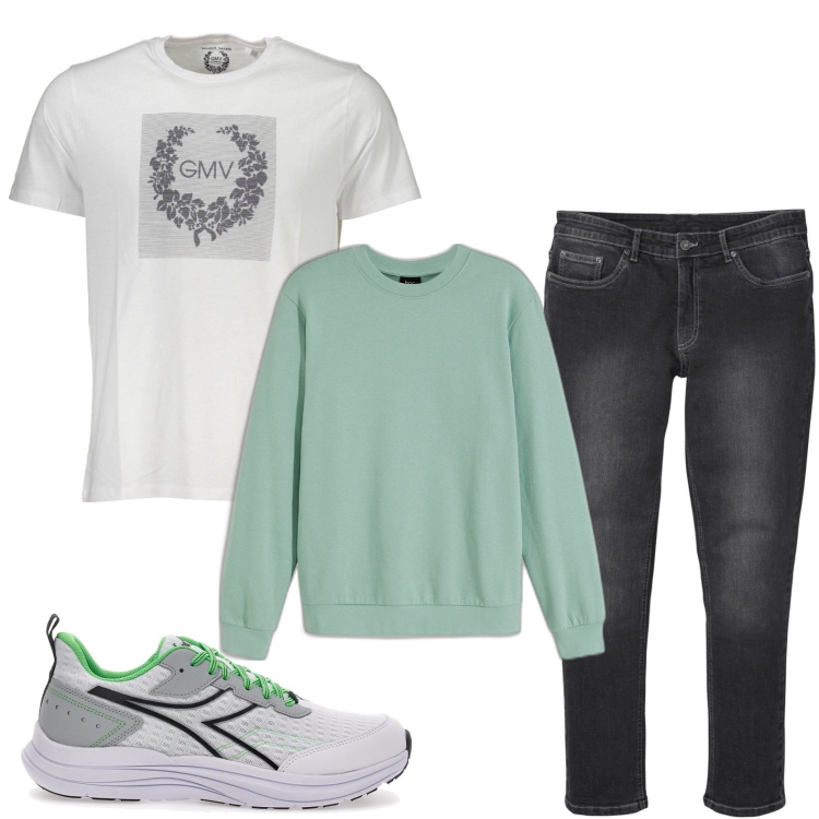 Outfit uomo - Jeans e t-shirt. Stile Casual per Tutti i giorni. Abbinamento con felpe, jeans slim fit, t-shirt, sneakers.