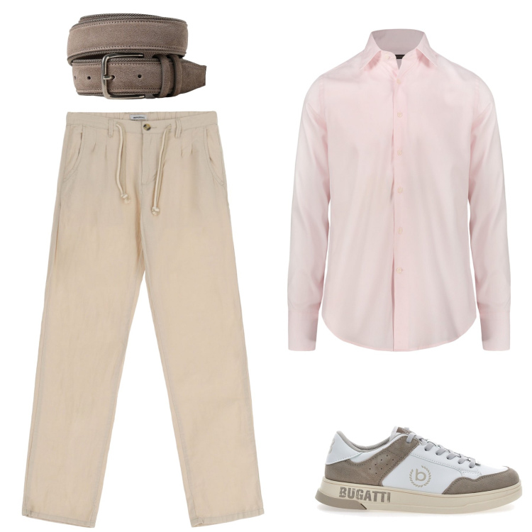 Outfit uomo - Serata. Stile Casual per Ufficio. Abbinamento con pantaloni, sneakers, cinture, camicie.