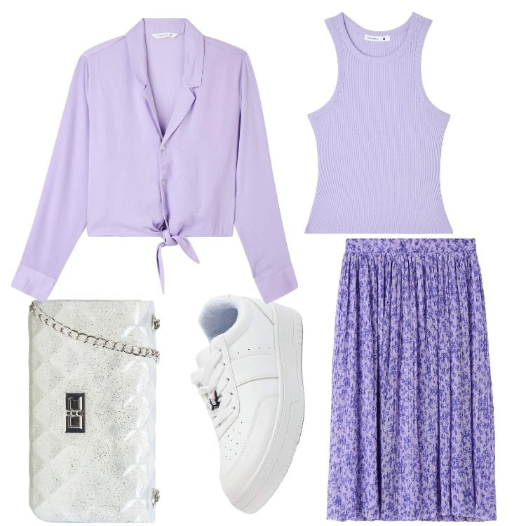 Outfit donna - Ricordi d´estate. Stile Boho per Tutti i giorni. Abbinamento con camicie, borse a tracolla, gonne lunghe, sneakers, canottiere.