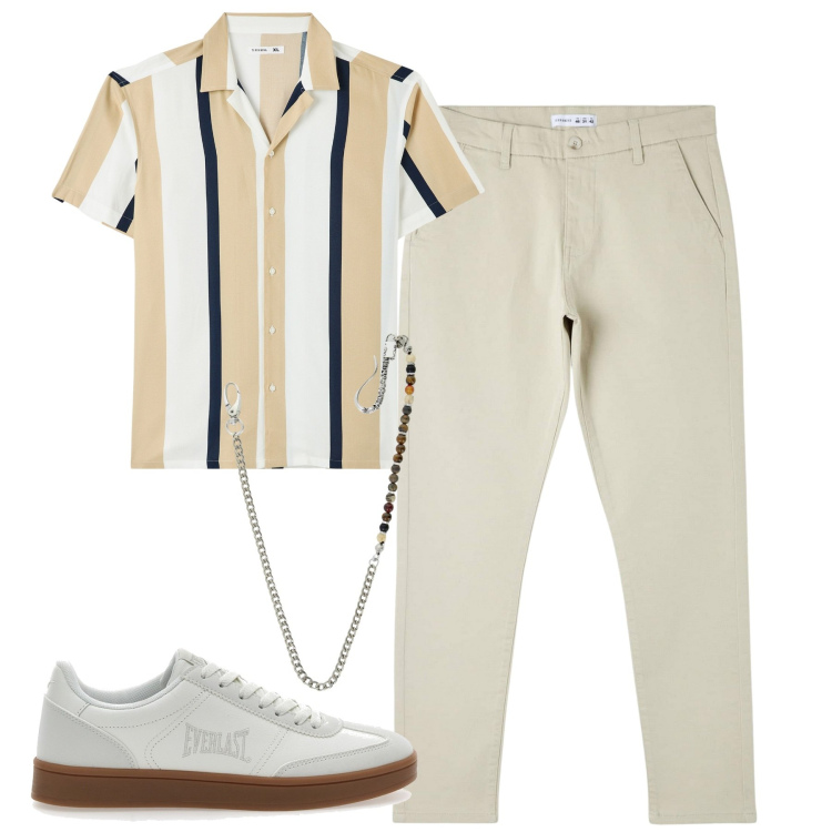 Outfit uomo - Terranova. Stile Urban per Tutti i giorni. Abbinamento con pantaloni skinny, camicie a manica corta, collane, sneakers.