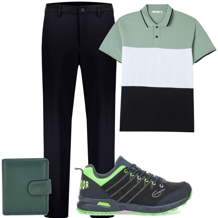 Outfit uomo - Total look #1942432. Stile Casual per Tutti i giorni. Abbinamento con polo, pantaloni, portafogli, scarpe sportive.