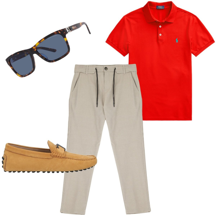 Outfit uomo - Mocassini giallo ocra. Stile Trendy per Tutti i giorni. Abbinamento con scarpe stringate, pantaloni, polo, occhiali da sole.