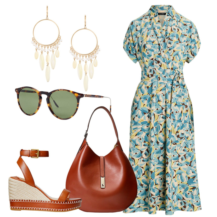 Outfit donna - Una visita in campagna. Stile Boho per Tutti i giorni. Abbinamento con borse a spalla, vestiti, espadrillas, occhiali da sole, orecchini.