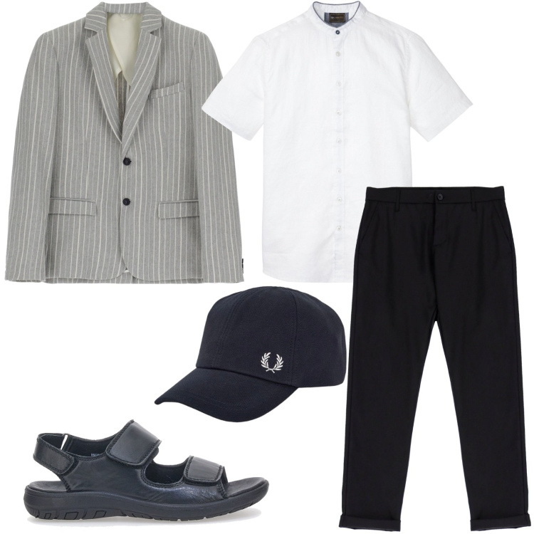 Outfit uomo - Neo dandy. Stile Casual per Serata speciale. Abbinamento con camicie a manica corta, pantaloni, giacche, sandali, cappelli.