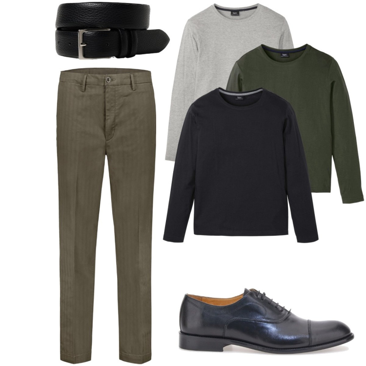 Outfit uomo - Che maglioncino metto?. Stile Business/Elegante per Serata speciale. Abbinamento con maglieria, pantaloni, scarpe stringate, cinture.