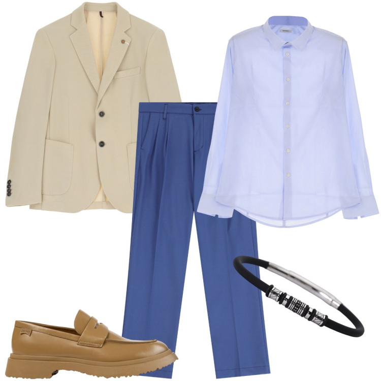 Outfit uomo - Con le Camper. Stile Business/Elegante per Cerimonia. Abbinamento con braccialetti, camicie, giacche, pantaloni, scarpe stringate.