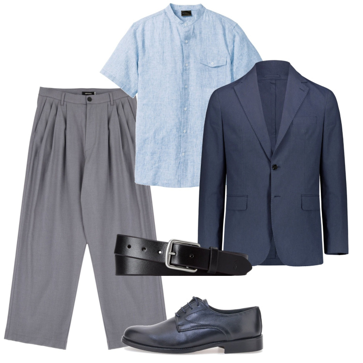 Outfit uomo - Pinces e coreana. Stile Trendy per Serata speciale. Abbinamento con camicie a manica corta, pantaloni, cinture, giacche, scarpe stringate.