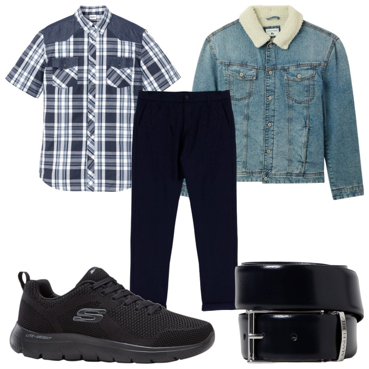 Outfit uomo - Total look #1943164. Stile Trendy per Tutti i giorni. Abbinamento con camicie a manica corta, sneakers, giacche, pantaloni, cinture.