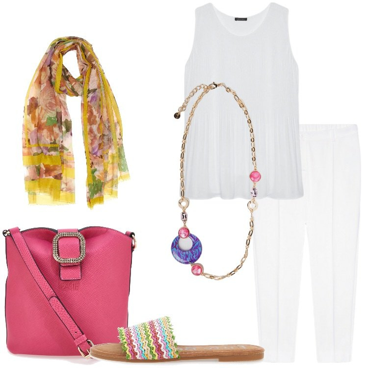 Outfit donna - Leggera e fresca Curvy Style. Stile Basic per Tutti i giorni. Abbinamento con sciarpe, pantaloni, top, ciabatte, ciondoli, borse a tracolla.