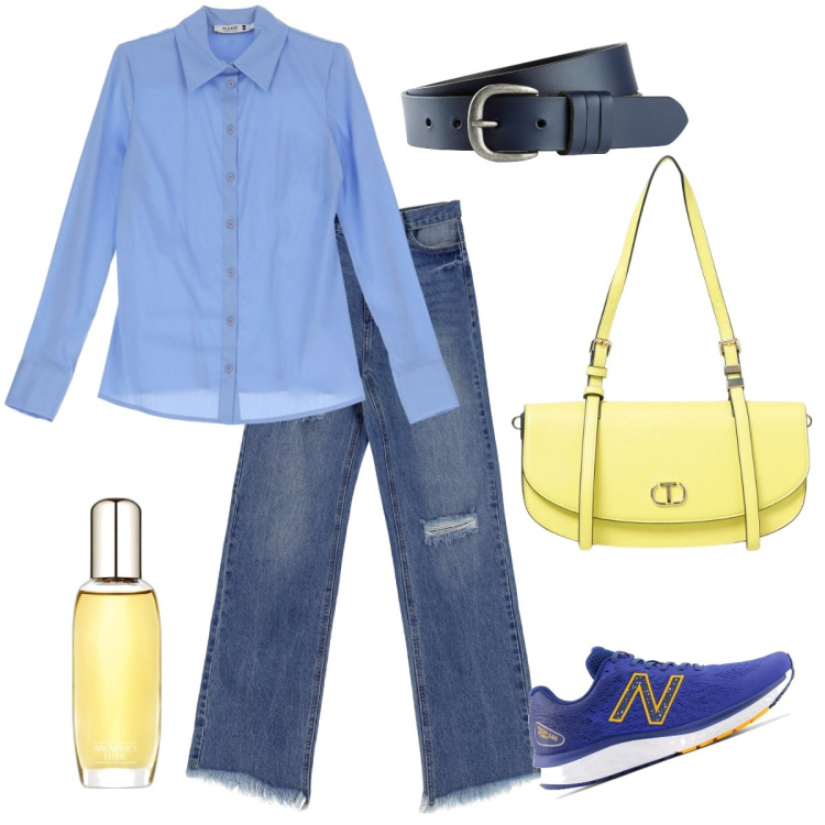 Outfit donna - La it-bag per l\'estate. Stile Basic per Tutti i giorni. Abbinamento con cinture, profumi, sneakers, camicie, jeans slim fit, borse a spalla.