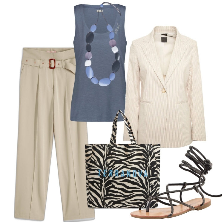Outfit donna - I paper bag avorio. Stile Bon Ton per Tutti i giorni. Abbinamento con pantaloni, borse tote, sandali alla schiava, canottiere, blazer, collane.
