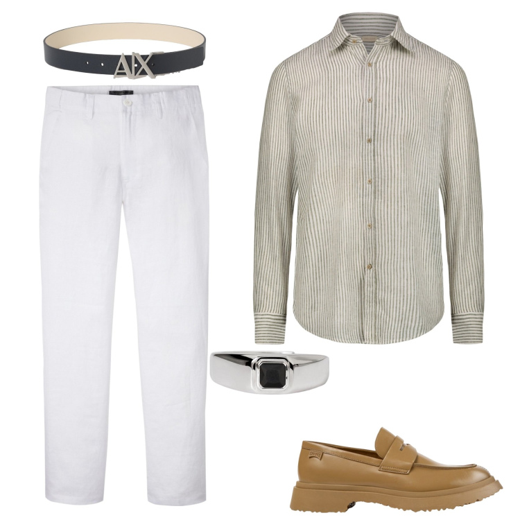 Outfit uomo - Cerimonia estiva. Stile Business/Elegante per Cerimonia. Abbinamento con pantaloni, anelli, camicie, scarpe stringate, cinture.