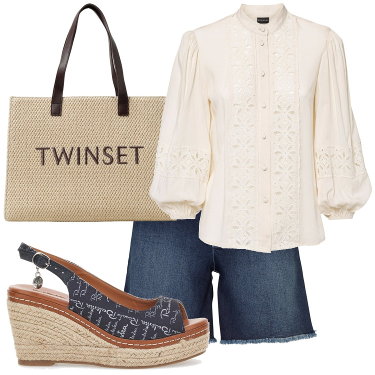 Outfit donna - La valigia estiva. Stile Casual chic per Tutti i giorni. Abbinamento con camicie, shorts, espadrillas, borse tote.