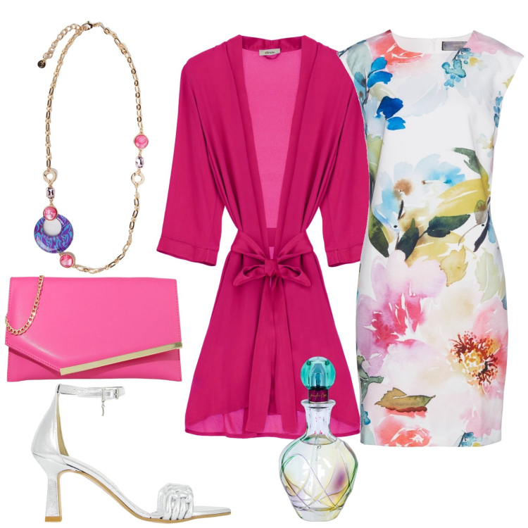 Outfit donna - Total look #1943836. Stile Casual chic per Tutti i giorni. Abbinamento con vestiti a tubino, profumi, décolleté, pochette, cardigans, ciondoli.