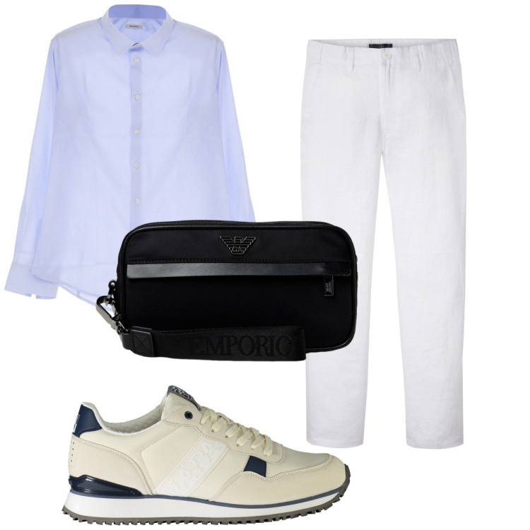 Outfit uomo - Total look #1943933. Stile Casual per Tutti i giorni. Abbinamento con pantaloni, camicie, sneakers, borse sportive.