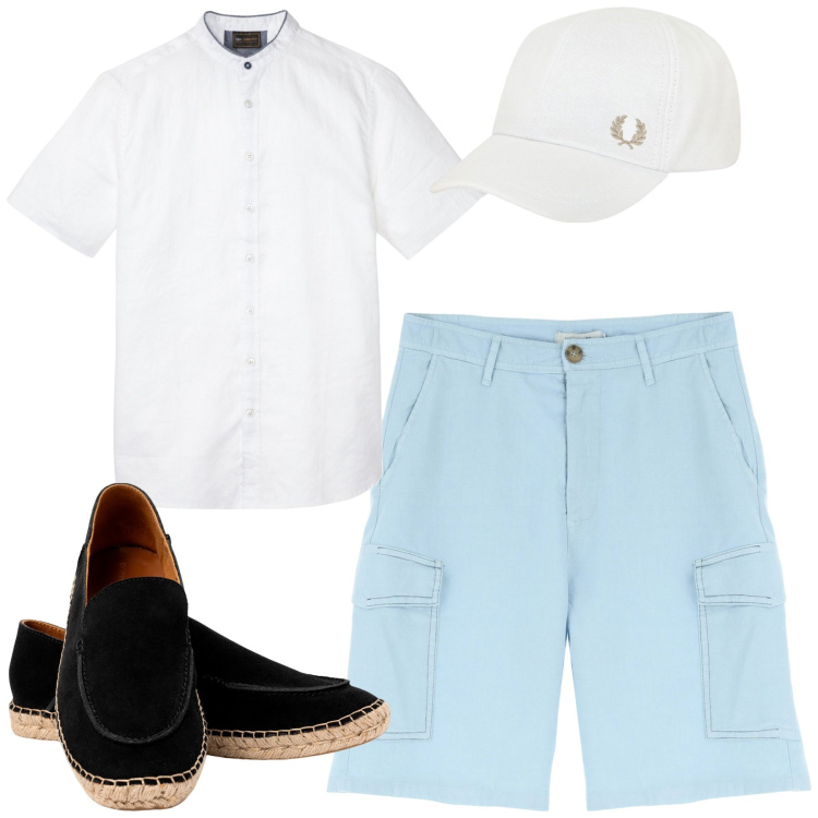 Outfit uomo - Il re indiscusso dell\'estate. Stile Urban per Tutti i giorni. Abbinamento con camicie a manica corta, bermuda, cappelli, espadrillas.