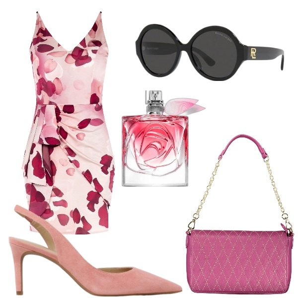 Outfit donna - che classe........ Stile Chic per Tutti i giorni. Abbinamento con profumi, vestiti a tubino, occhiali da sole, scarpe col tacco, borse a spalla.