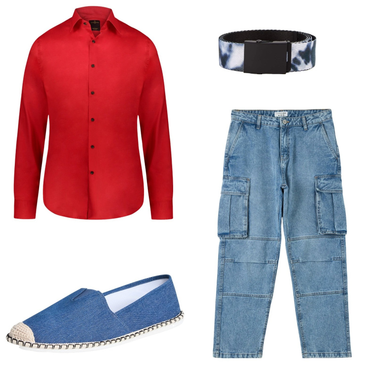 Outfit uomo - Jeans e camicia. Stile Urban per Tutti i giorni. Abbinamento con espadrillas, cinture, jeans, camicie.
