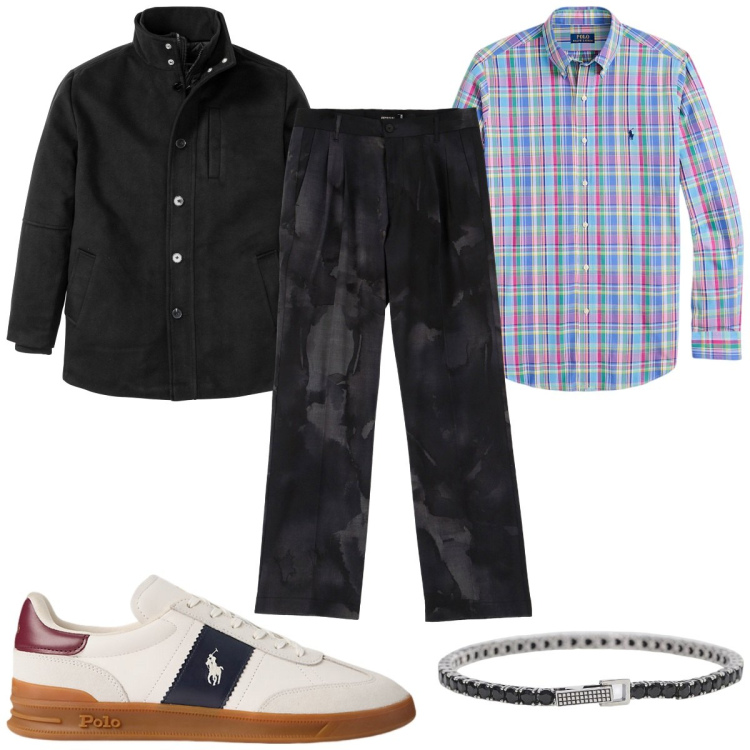 Outfit uomo - Total look #1944084. Stile Trendy per Tutti i giorni. Abbinamento con giacche, braccialetti, pantaloni, camicie, sneakers.
