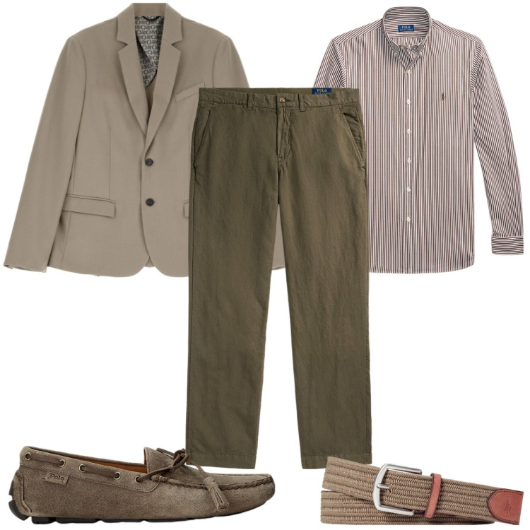 Outfit uomo - Con la giacca in ufficio. Stile Casual per Ufficio. Abbinamento con giacche, scarpe stringate, cinture, camicie, pantaloni.