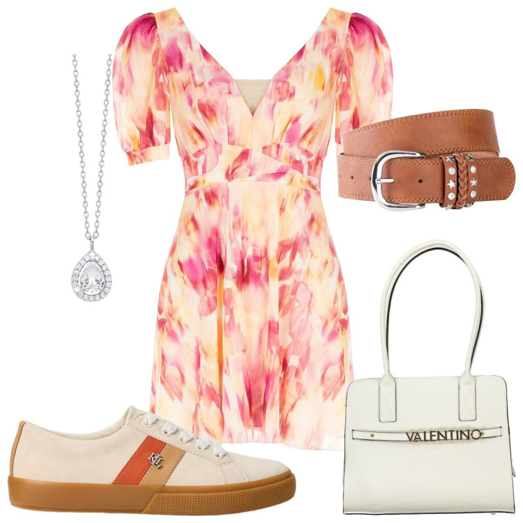 Outfit donna - Trendy per l\'estate: la cintura. Stile Trendy per Tutti i giorni. Abbinamento con cinture, collane, vestiti corti, sneakers, borse a spalla.