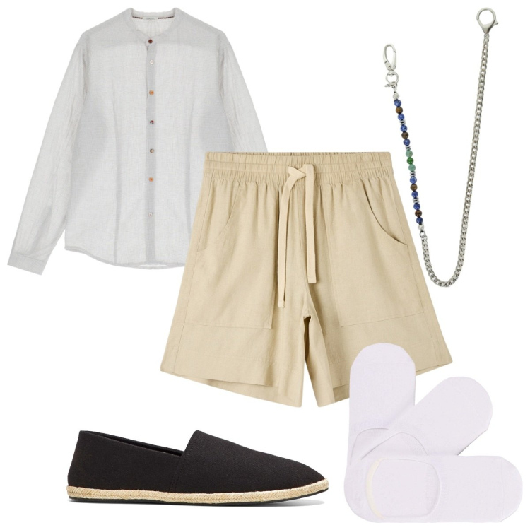 Outfit uomo - Lino trendy!. Stile Trendy per Tutti i giorni. Abbinamento con espadrillas, bermuda, calzini, collane, camicie.