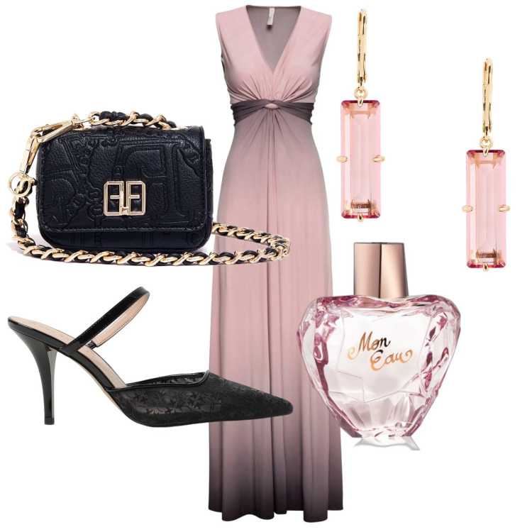 Outfit donna - Total look #1944340. Stile Chic per Cerimonia. Abbinamento con vestiti, profumi, marsupi, orecchini, scarpe col tacco.