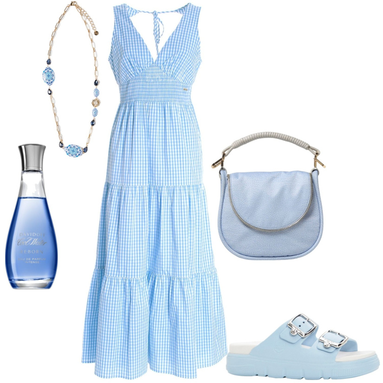 Outfit donna - La leggerezza che fa per te. Stile Casual per Tutti i giorni. Abbinamento con ciabatte, profumi, vestiti lunghi, ciondoli, borse a spalla.