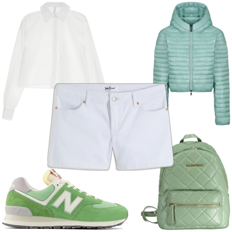 Outfit donna - Short e sneakers: casual!. Stile Casual per Tutti i giorni. Abbinamento con shorts, sneakers, camicie, piumini, zaini.