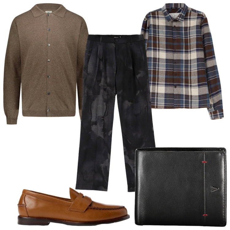 Outfit uomo - Total look #1944570. Stile Casual per Ufficio. Abbinamento con pantaloni, camicie, scarpe stringate, polo, portafogli.