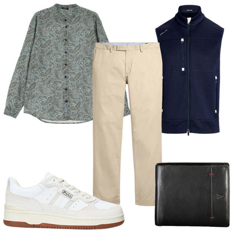 Outfit uomo - Total look #1944573. Stile Casual per Tutti i giorni. Abbinamento con camicie, pantaloni chino, sneakers, maglieria, portafogli.