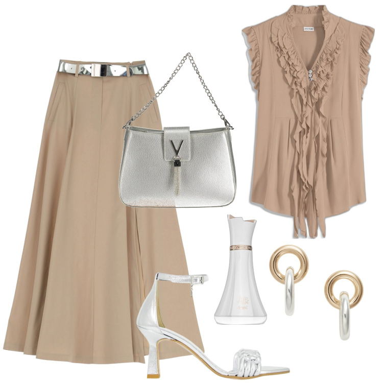 Outfit donna - Total look #1944598. Stile Chic per Tutti i giorni. Abbinamento con maglieria, profumi, gonne, décolleté, orecchini, borse a spalla.
