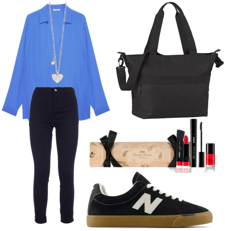 Outfit donna - Lo stile minimal per il rientro in città. Stile Minimal per Tutti i giorni. Abbinamento con rossetti, collane, borse tote, sneakers, pantaloni, bluse.