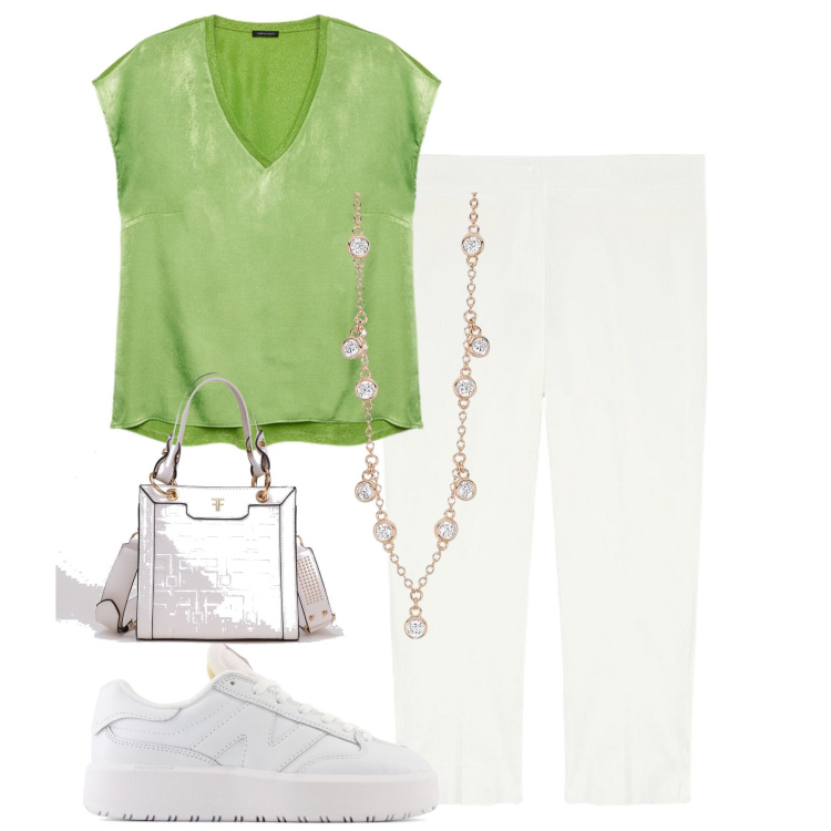 Outfit donna - Total look #1945112. Stile Minimal per Tutti i giorni. Abbinamento con collane, sneakers, borse tote, pantaloni, t-shirt.
