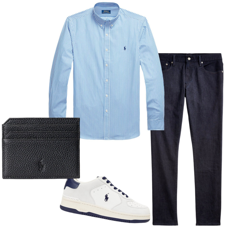 Outfit uomo - Total look #1945246. Stile Casual per Tutti i giorni. Abbinamento con camicie, portafogli, jeans, sneakers.