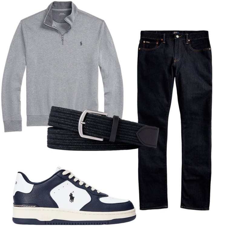 Outfit uomo - Total look #1945285. Stile Casual per Tutti i giorni. Abbinamento con jeans, cinture, sneakers, pullovers.