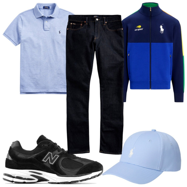 Outfit uomo - Total look #1945294. Stile Trendy per Tutti i giorni. Abbinamento con sneakers, jeans, polo, cappelli, giacche.
