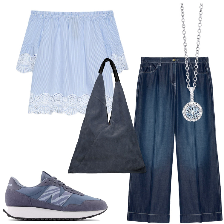 Outfit donna - Stile minimal. Stile Minimal per Tutti i giorni. Abbinamento con collane, sneakers, pantaloni, bluse, borse a spalla.