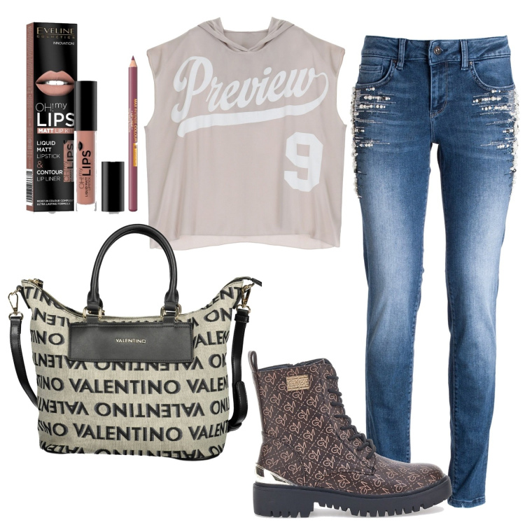 Outfit donna - Back to school... al bacio. Stile Urban per Scuola/Università. Abbinamento con rossetti, jeans skinny, camicie, anfibi, borse a spalla.